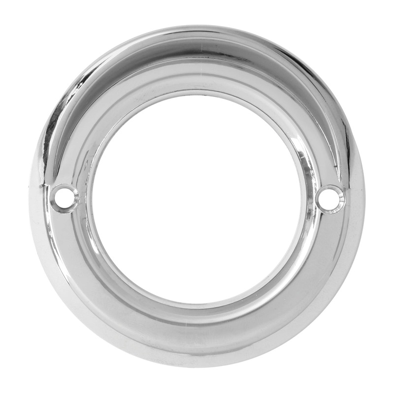 2 round chrome plastic grommet cover with visor – smooth edge