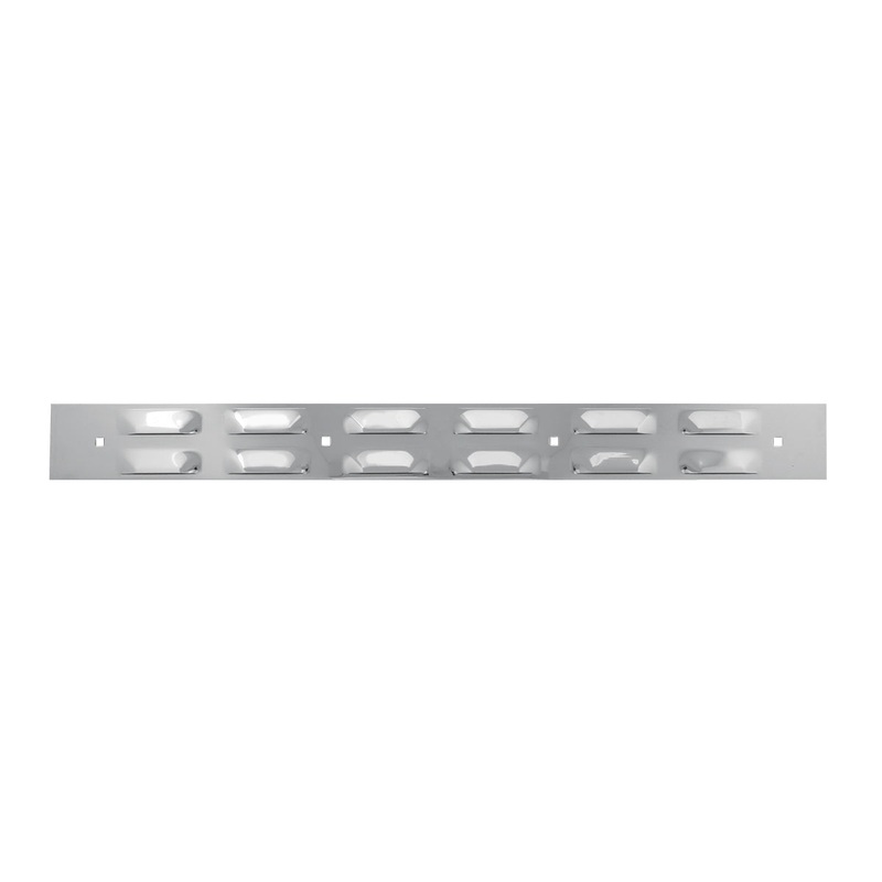 24 chrome steel top mudflap plate w/louvers, 4 bolt-through holes