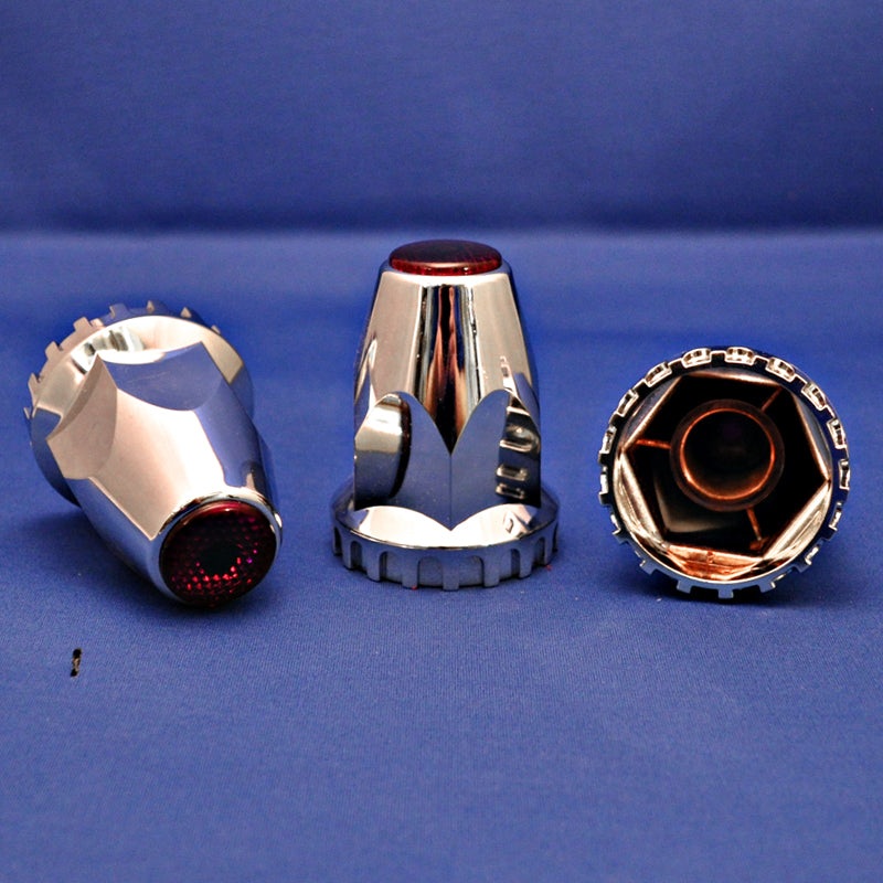 33mm chrome plastic threaded lugnut cover w/reflector – Purple