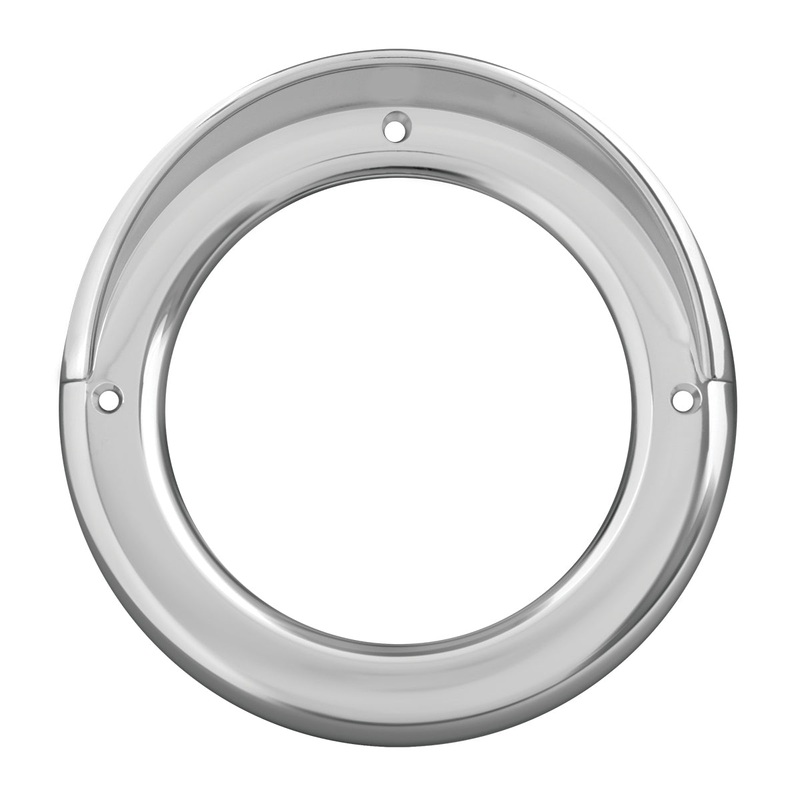 4 round chrome plastic light bezel with visor