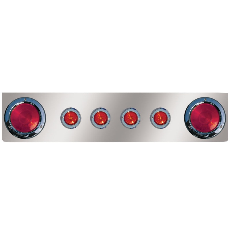 8 stainless steel rear center panel w/2 round 4 light holes and 4 round 2 light holes