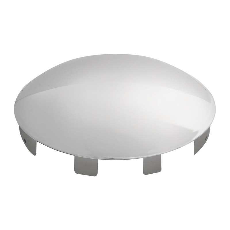 Chrome 6 uneven notch front hubcap with 1 lip – dome