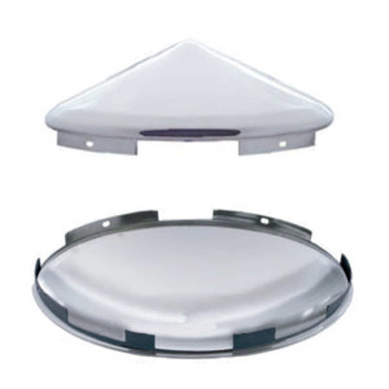 Chrome 6 uneven notch front hubcap with 7/16 lip – pointed