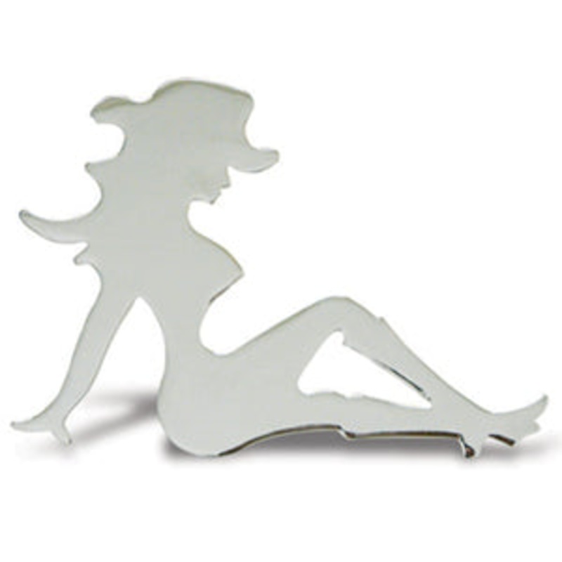 Chrome cowgirl cutout w/boots and welded mounting studs