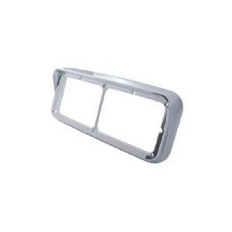 Chrome plastic dual rectangular headlight bezel w/visor