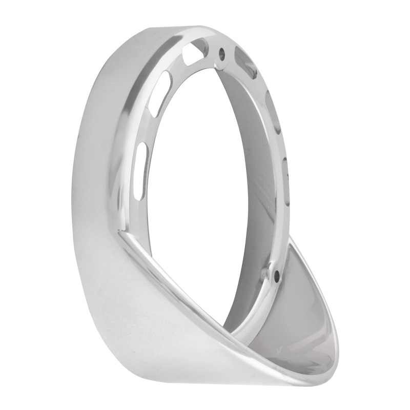 Chrome plastic rim with visor for LED pedestal light – Mounts Upside-Down