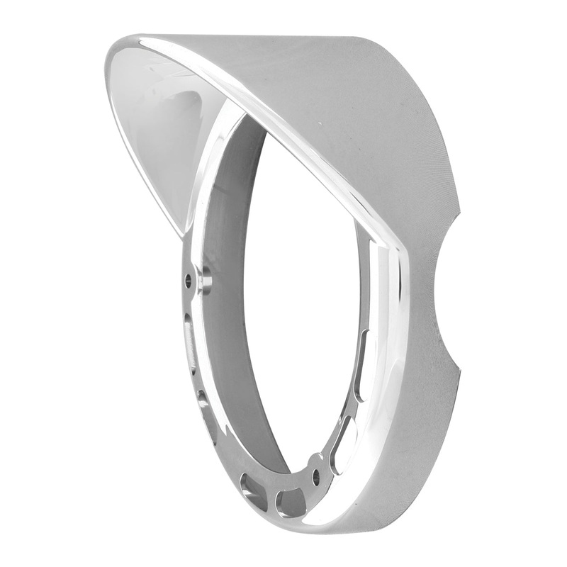 Chrome plastic rim with visor for LED pedestal light – Visor on the Left