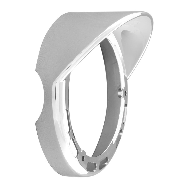 Chrome plastic rim with visor for LED pedestal light – Visor on the Right