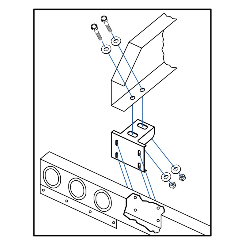 1 piece rear light bar below frame mounting bracket kit