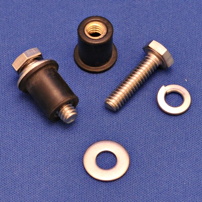 1 stainless steel bolt w/lock washer and neoprene well nut – SINGLE