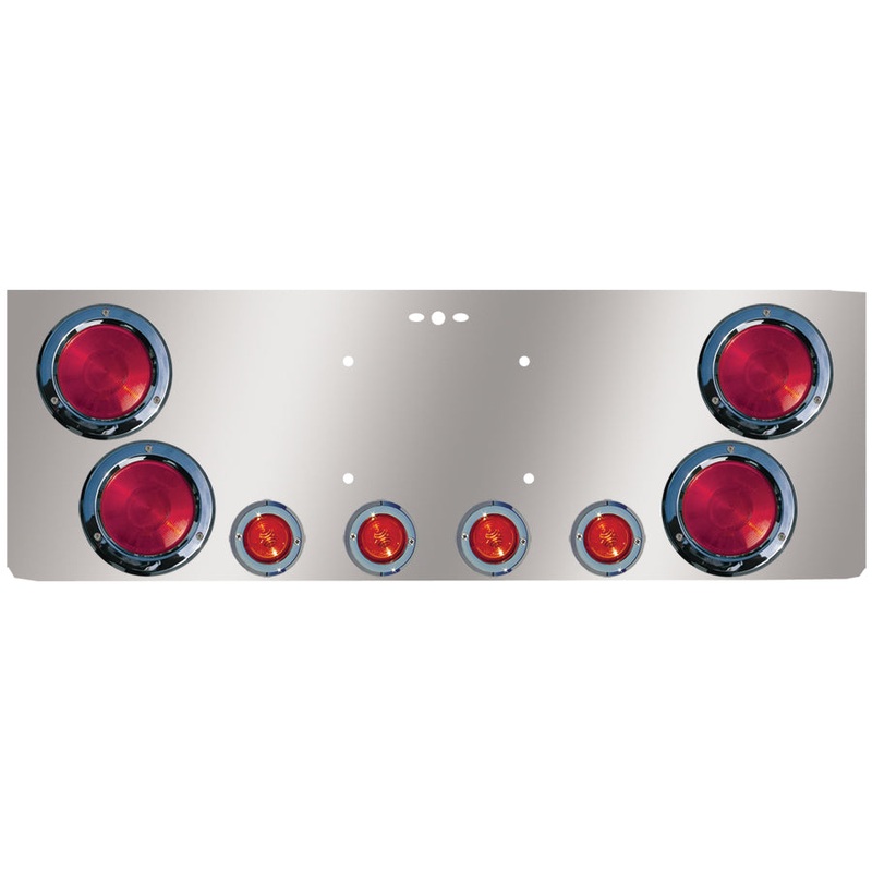 12 stainless steel rear center panel w/4 round 4, 4 round 2 light holes