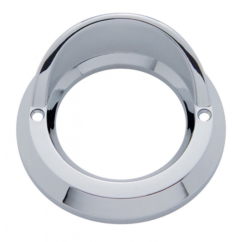 2 round chrome plastic grommet cover w/visor – beveled edge
