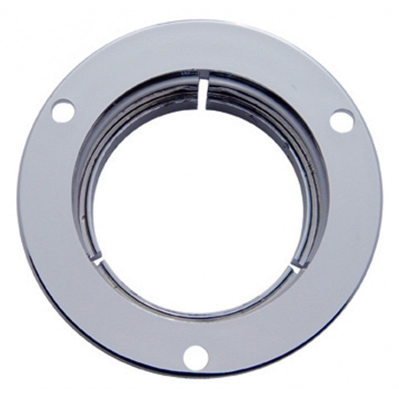 2 round chrome plastic light holding rim/mounting flange