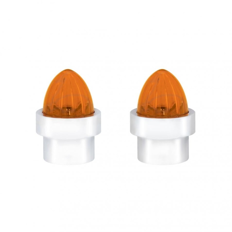 Amber plastic watermelon-style lens bumper guide top – PAIR