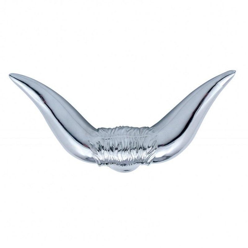 Bull Horn chrome hood ornament with no base – small