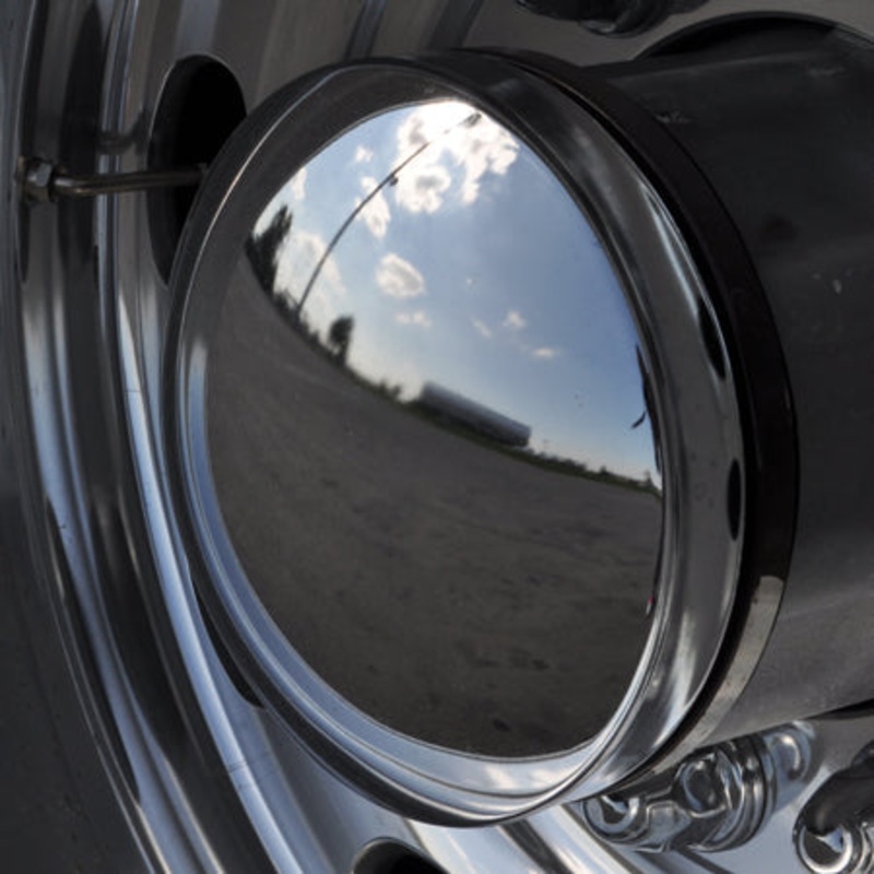 Chrome 8 diameter rear axle hubcap with 1 lip – dome