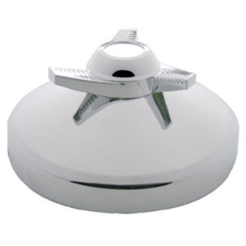 Chrome 8 diameter rear hubcap w/chrome plastic spinner
