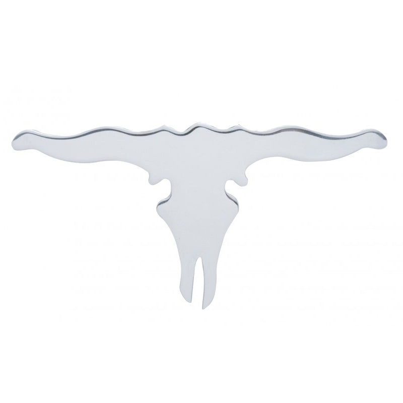 Chrome longhorn steer skull cutout w/welded studs – 6 x 12
