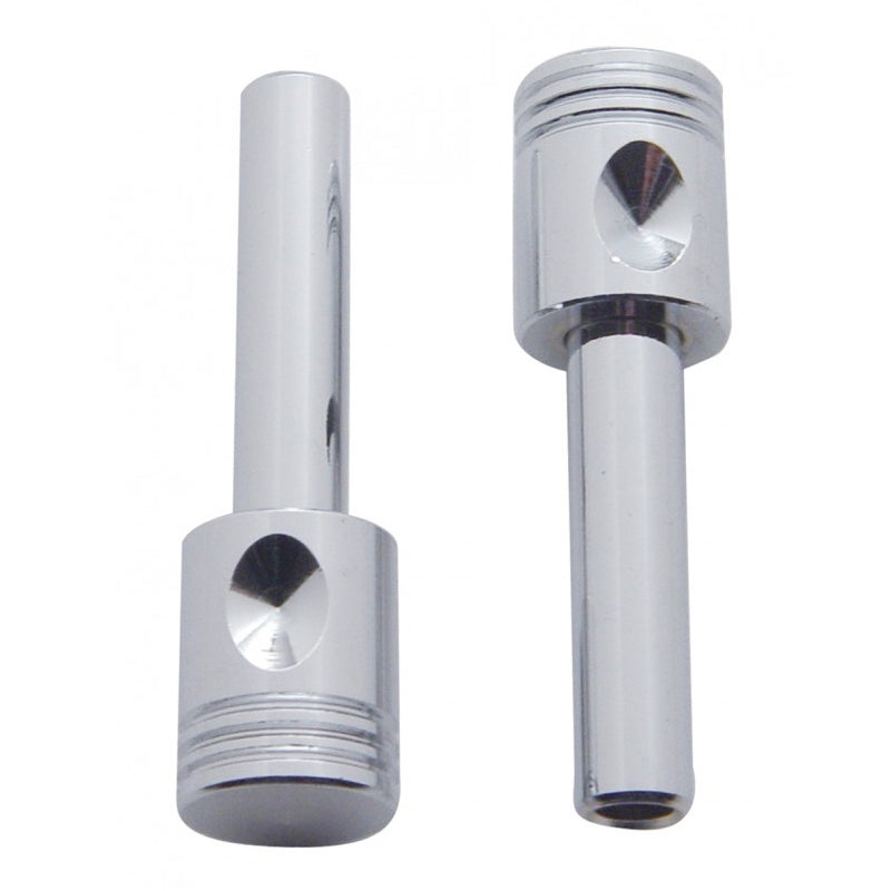 Chrome plastic piston-look door lock knobs – PAIR