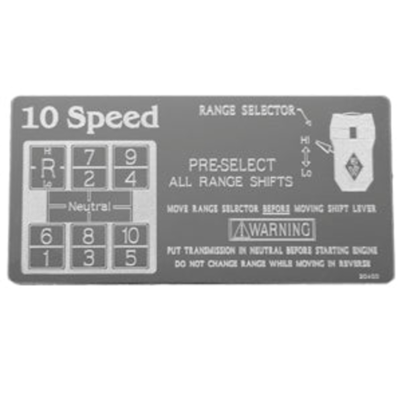 Rockwood Eaton Fuller stainless steel shift pattern plate – 10 Speed Direct RT & RTX