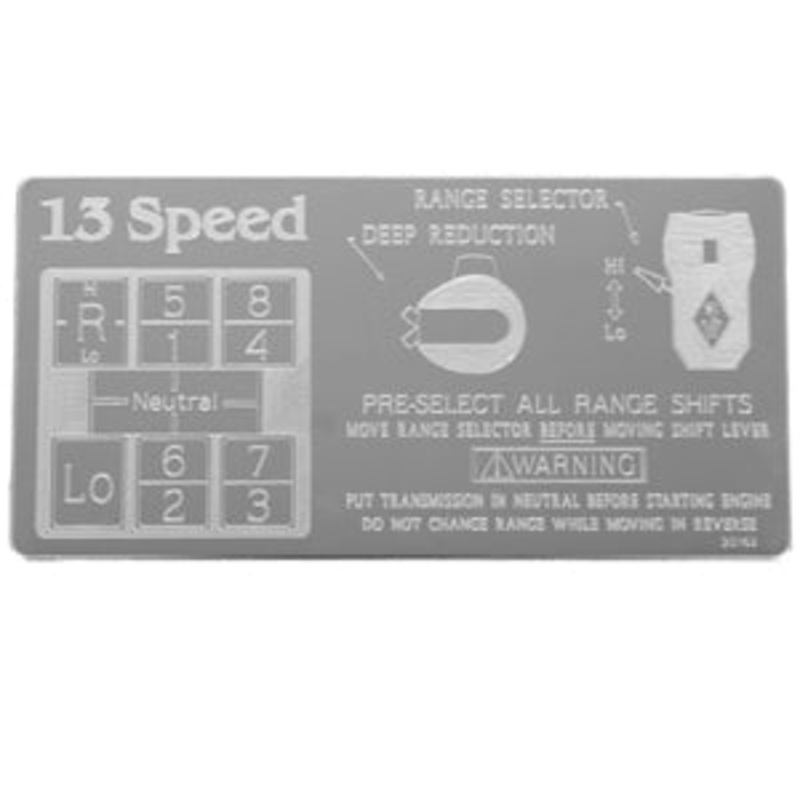 Rockwood Eaton Fuller stainless steel shift pattern plate – 13 Speed Double Overdrive