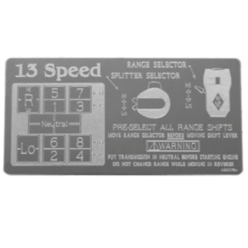 Rockwood Eaton Fuller stainless steel shift pattern plate – 13 Speed Overdrive RTO, RTLO, RTOX