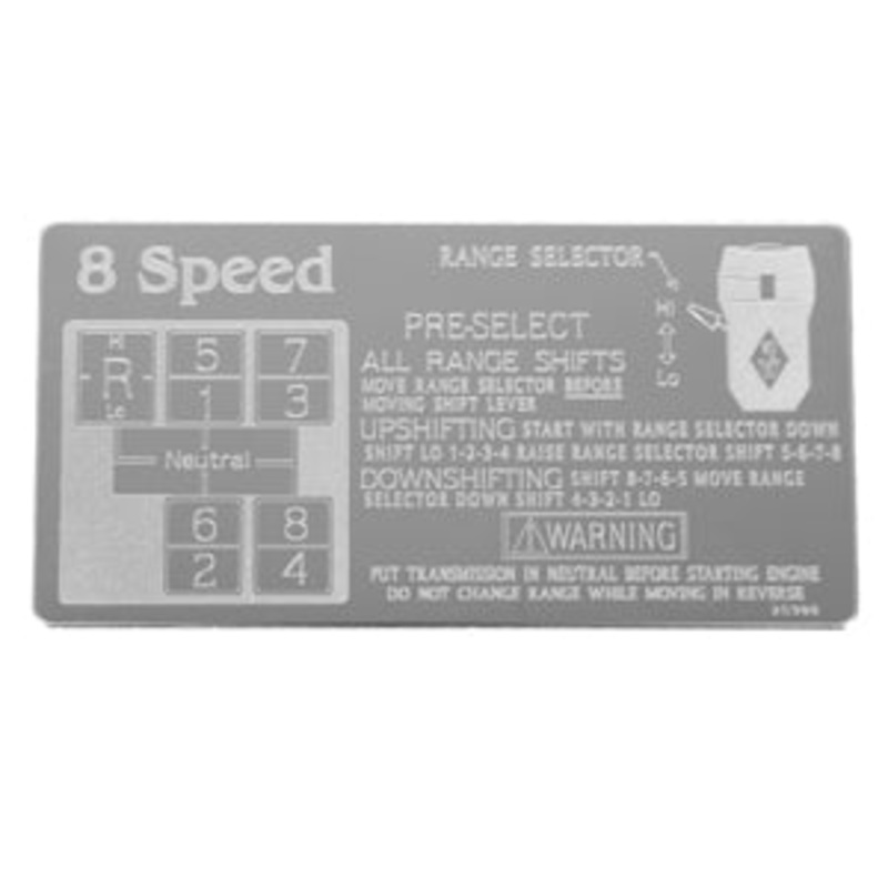 Rockwood Eaton Fuller stainless steel shift pattern plate – 8 Speed Direct