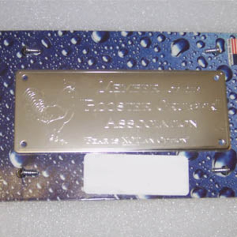 Rockwood stainless steel Member of the Rooster Cruiser Association statement plate