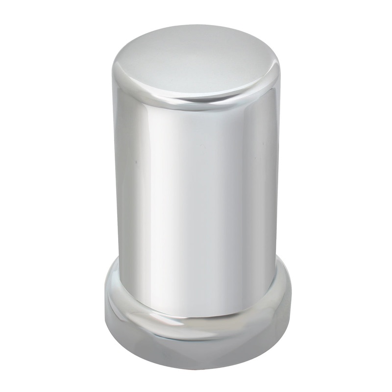 1.5 chrome plastic flat cylinder push-on lugnut cover w/flange