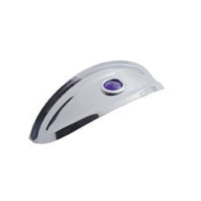 7 diameter single round headlight chrome visor w/blue glass jewel