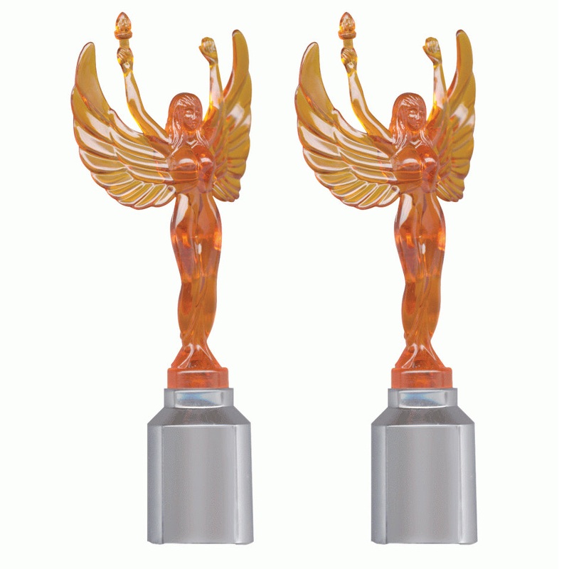 Amber plastic flying goddess bumper guide topper – PAIR