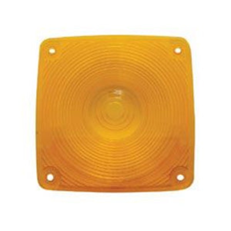 Amber plastic lens for square incandescent turn signal light