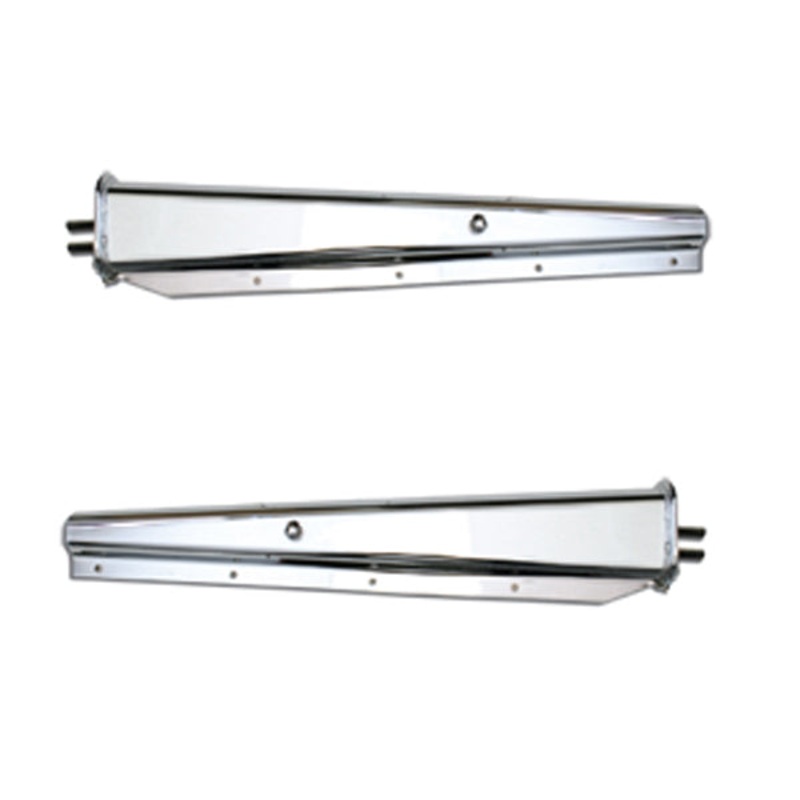 Chrome straight spring-loaded mudflap hangers with 2.5 bolt hole spacing – PAIR