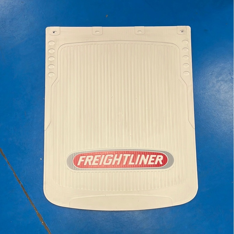 Freightliner 24 x 30 white rigid plastic mudflap w/red logo – SINGLE