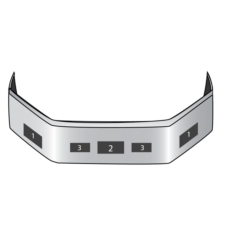 Freightliner Century 1996-2004 chrome 16 bumper with tow hook holes (NO FOG LIGHTS, NO STEP)
