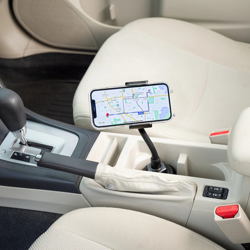 Squeeze universal cup holder cell phone holder kit