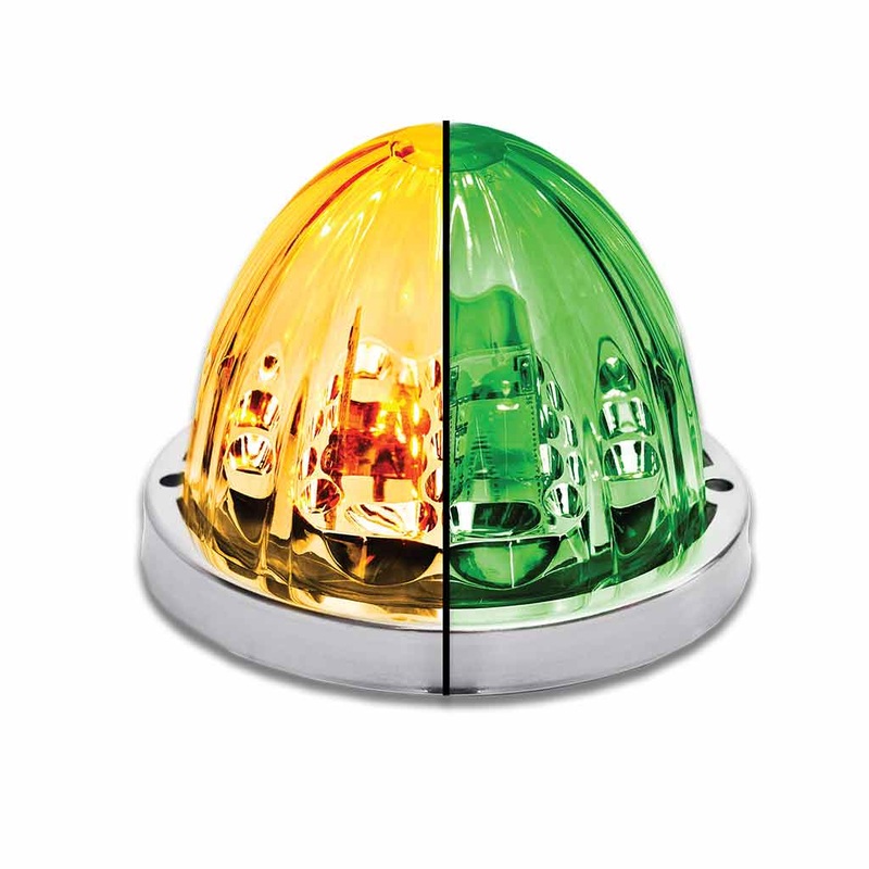 Starburst Dual Revolution Amber/Green 19 diode watermelon-style LED turn signal/auxiliary light – CLEAR lens