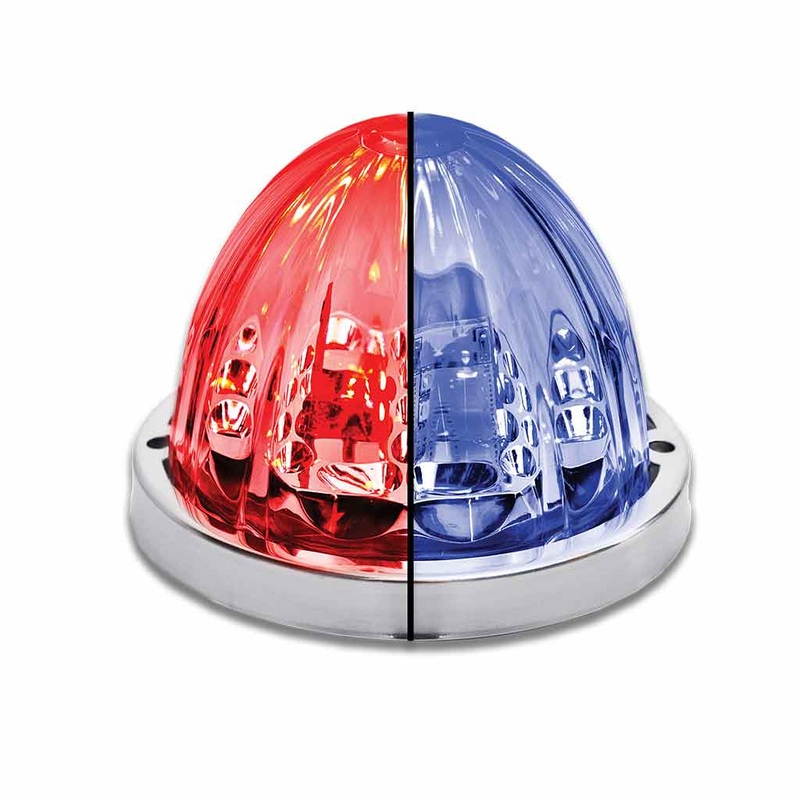 Starburst Dual Revolution Red/Blue 19 diode watermelon-style LED turn signal/auxiliary light – CLEAR lens