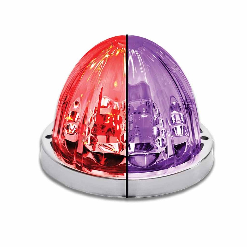 Starburst Dual Revolution Red/Purple 19 diode watermelon-style LED turn signal/auxiliary light – CLEAR lens