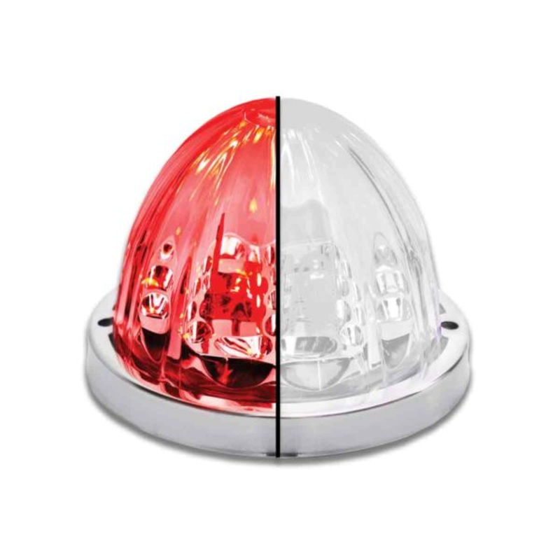 Starburst Dual Revolution Red/White 19 diode watermelon-style LED turn signal/auxiliary light – CLEAR lens