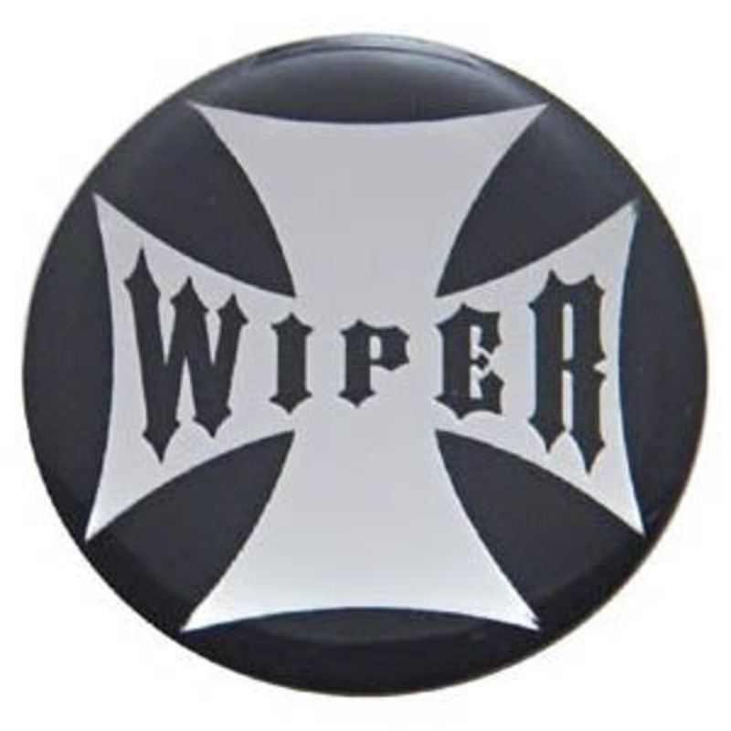 Wiper iron cross glossy sticker for small chrome knobs