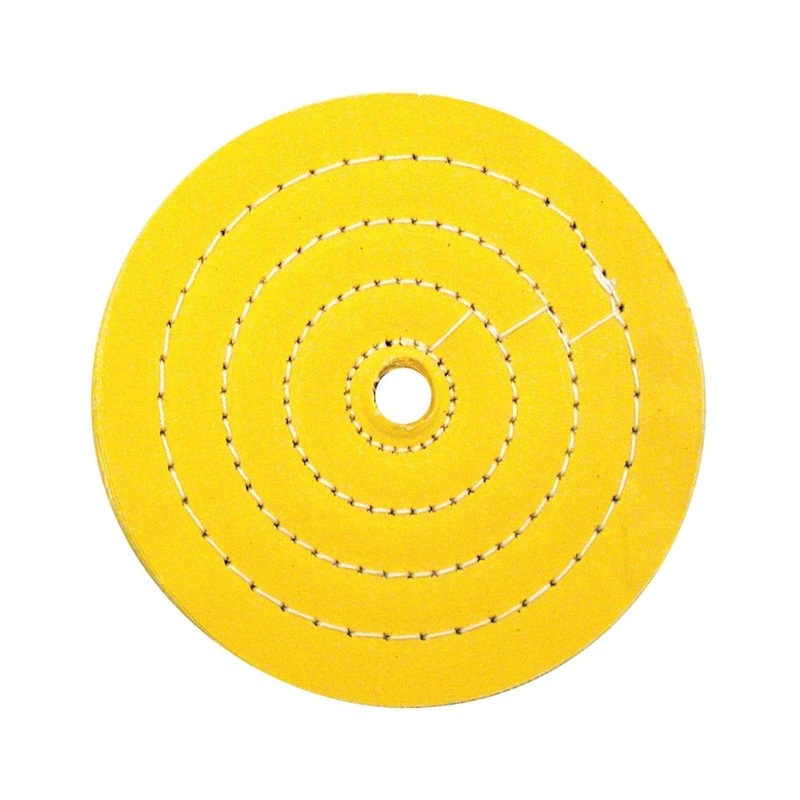 Yellow resin treated muslin buffing wheel – 6 diameter