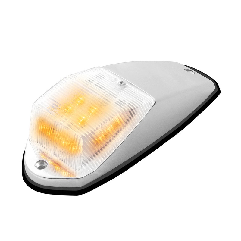 Amber 15 diode LED small rectangular cab light w/chrome housing – CLEAR lens