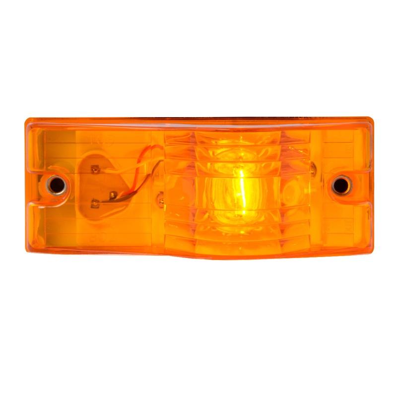 Amber 2 x 6 rectangular incandescent turn signal light w/hump