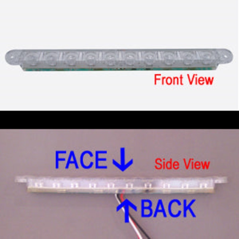 Amber thin 9 long 10 diode LED turn signal light bar – CLEAR lens