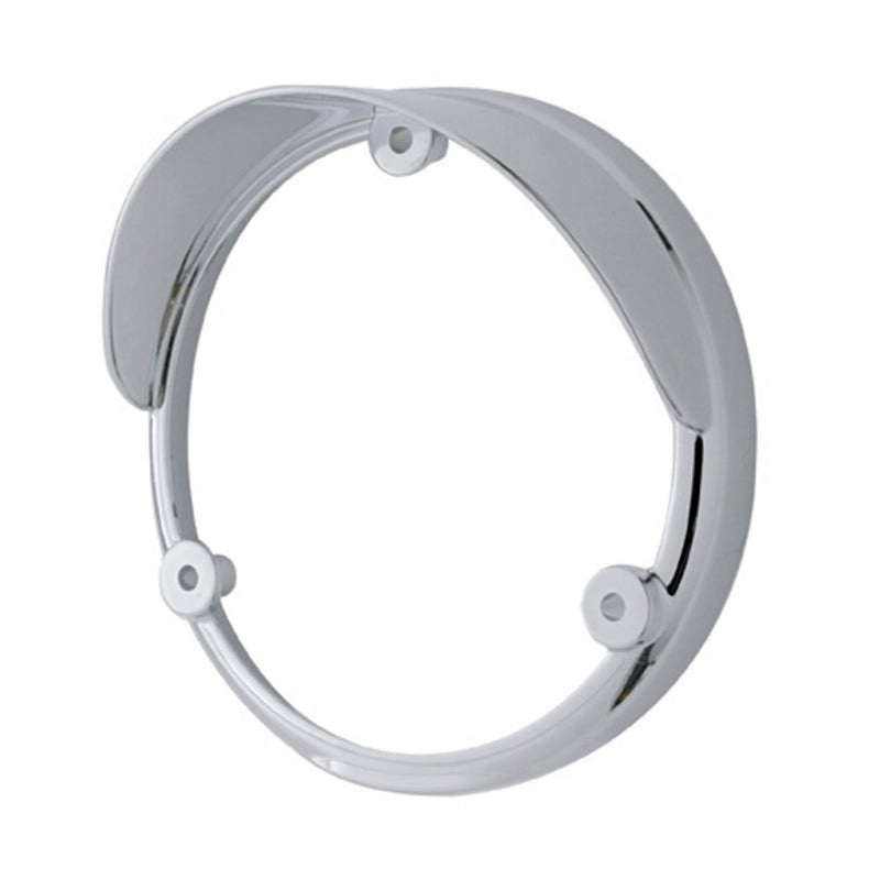 Chrome plastic light bezel for stud mounted LED turn signal – With Visor