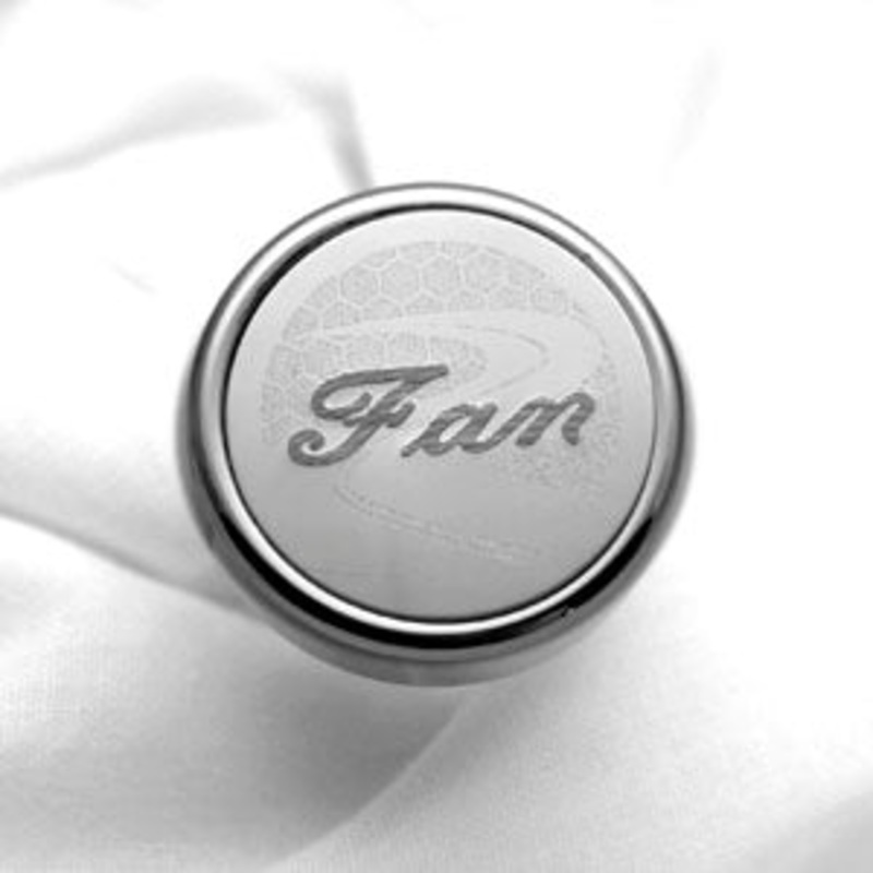 Fan aluminum plate w/Own the Road detail for small chrome knobs