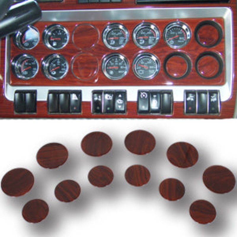 Kenworth T660/W900 2006+ plastic wood look gauge hole cover set – 12 pieces