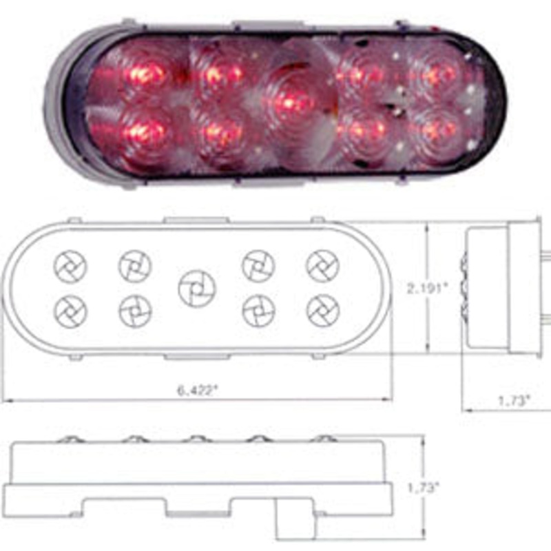 Maxxima red oval 9 8mm diode LED stop/turn/tail light – CLEAR lens