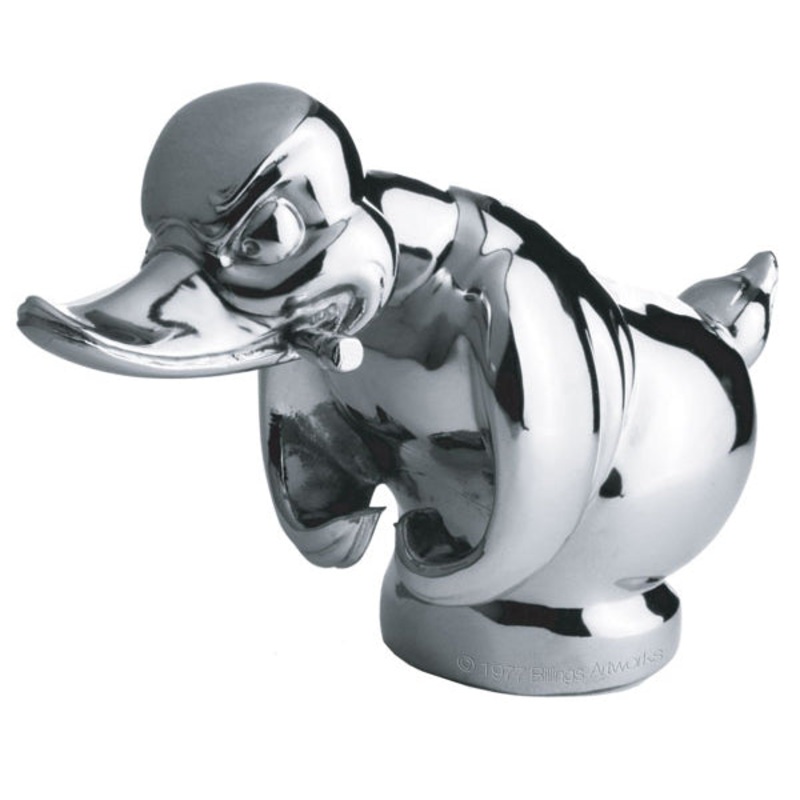 Nickel plated Convoy / Death Proof angry rubber duck hood ornament w/cigar